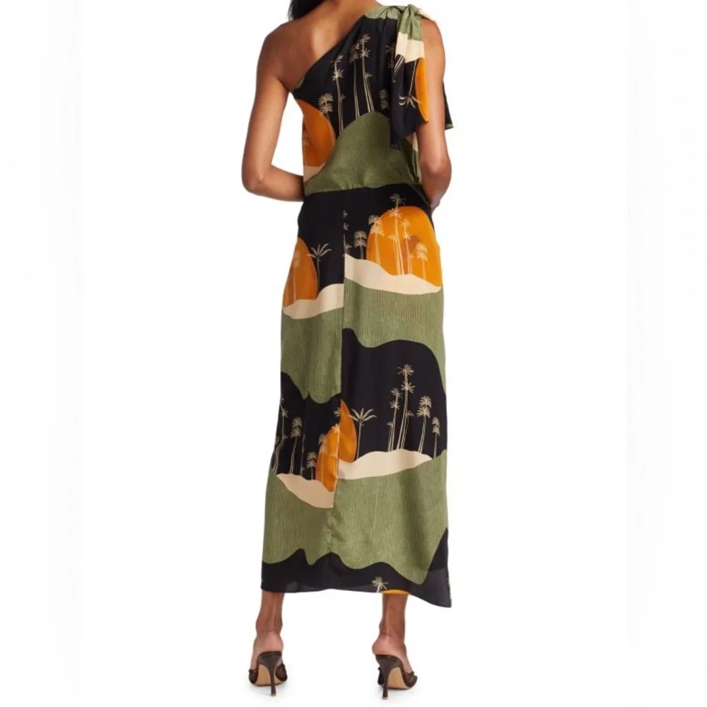 Johanna Ortiz Gold Seeker One-Shoulder Silk Dress Size 4 - *SOLD OUT EVERYWHERE* - Picture 2 of 3